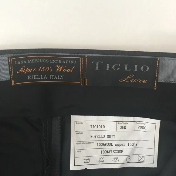 New tiglio mens suit solid gray 42r made in italy 2 piece 100% wool nwt ea0190